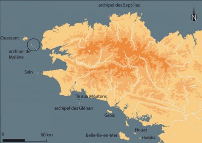 Figure 1. Geographical context: the islands of Brittany (base map Géoatlas, DAO L. Audouard).